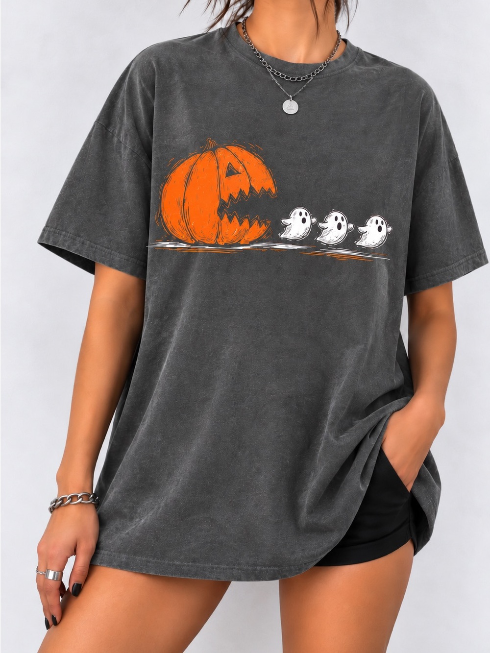 Pumpkin Eat Ghost Comfort Colors Tee Funny Halloween Unisex T-Shirt